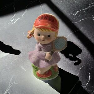 Vtg Taiwan Home Interiors Painted Janie Plays Tennis Figurine Potpourri Diffuser